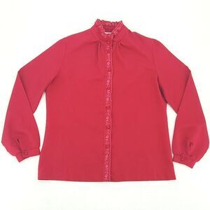 Vintage Rhoda Lee Blouse Top Womens Pink Button Up 80s Grannycore Retro Grandma